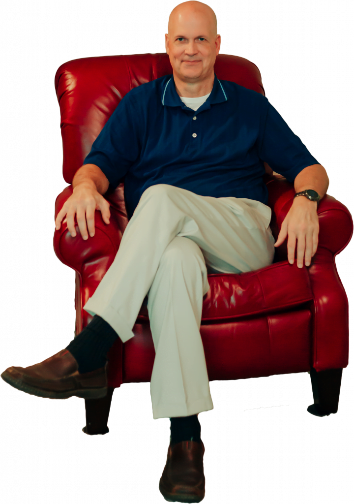 red chair cutout Coach Chris in the Red Chair